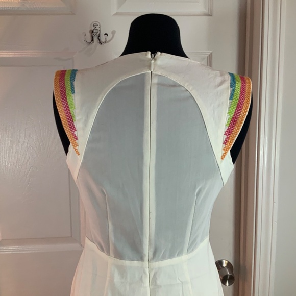 Wow Couture Embroidered Cross Stitch Boho White Sleeveless Dress Size Large - Picture 7 of 11